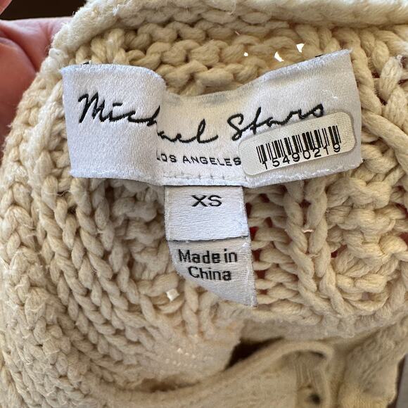Michael Stars Cream Oversized Grandpa Cardigan Sweater XS Cotton Cable Knit $248 - Picture 8 of 10
